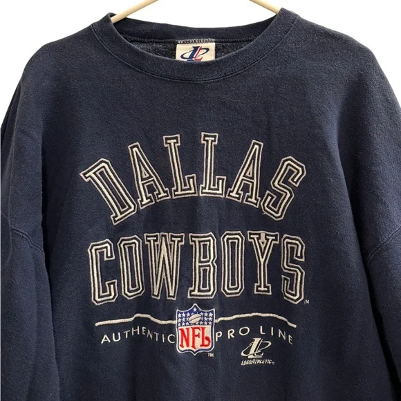Vintage LOGO ATHLETIC DALLAS COWBOYS Crewneck Sweatshirt Blue Size XL - Picture 2 of 10